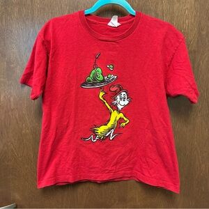 Vintage 1995 Dr Seuss Sam I Am green eggs and ham Tshirt Youth XL red